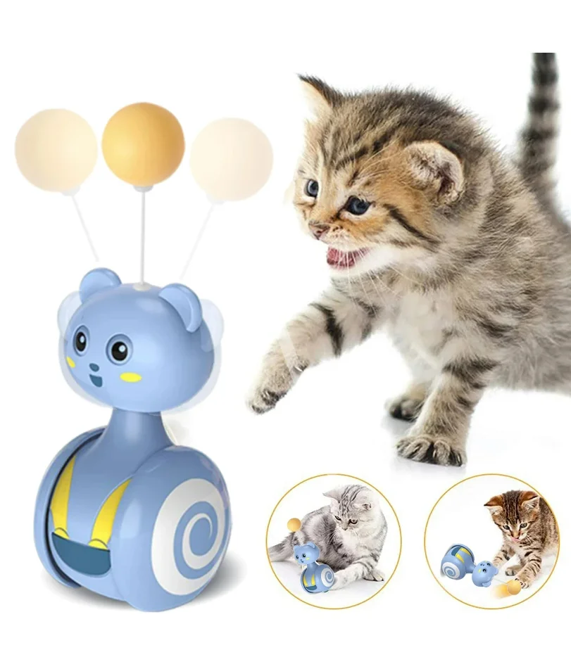

Cat Interactive Feather Toys Pet Bumbler Funny Toy Interactive Cats Toys Cat Rolling Teaser Feather Wand Toys Rotating Ball