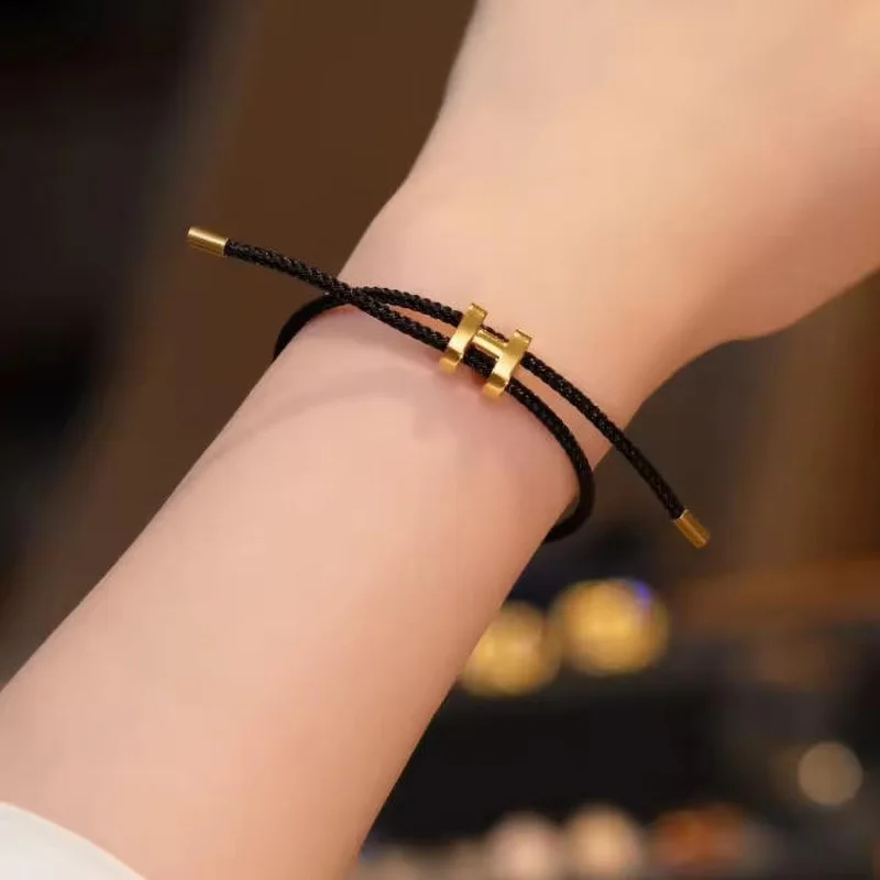 The multi-functional, fashionable and elegant H-buckle stainless steel rope women's bracelet is suitable for men's charming brac image 3
