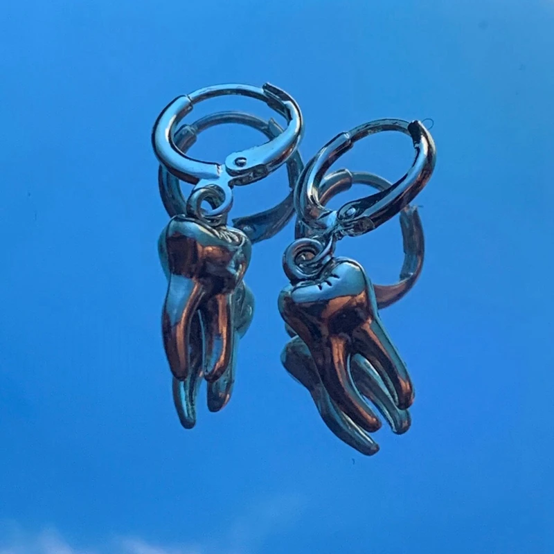 

Silver Plated Tooth Hoops Earrings / Hoop Earrings / Punk Jewelry / Rocker Jewelry / Minimalist Jewelry / Gift Ideas