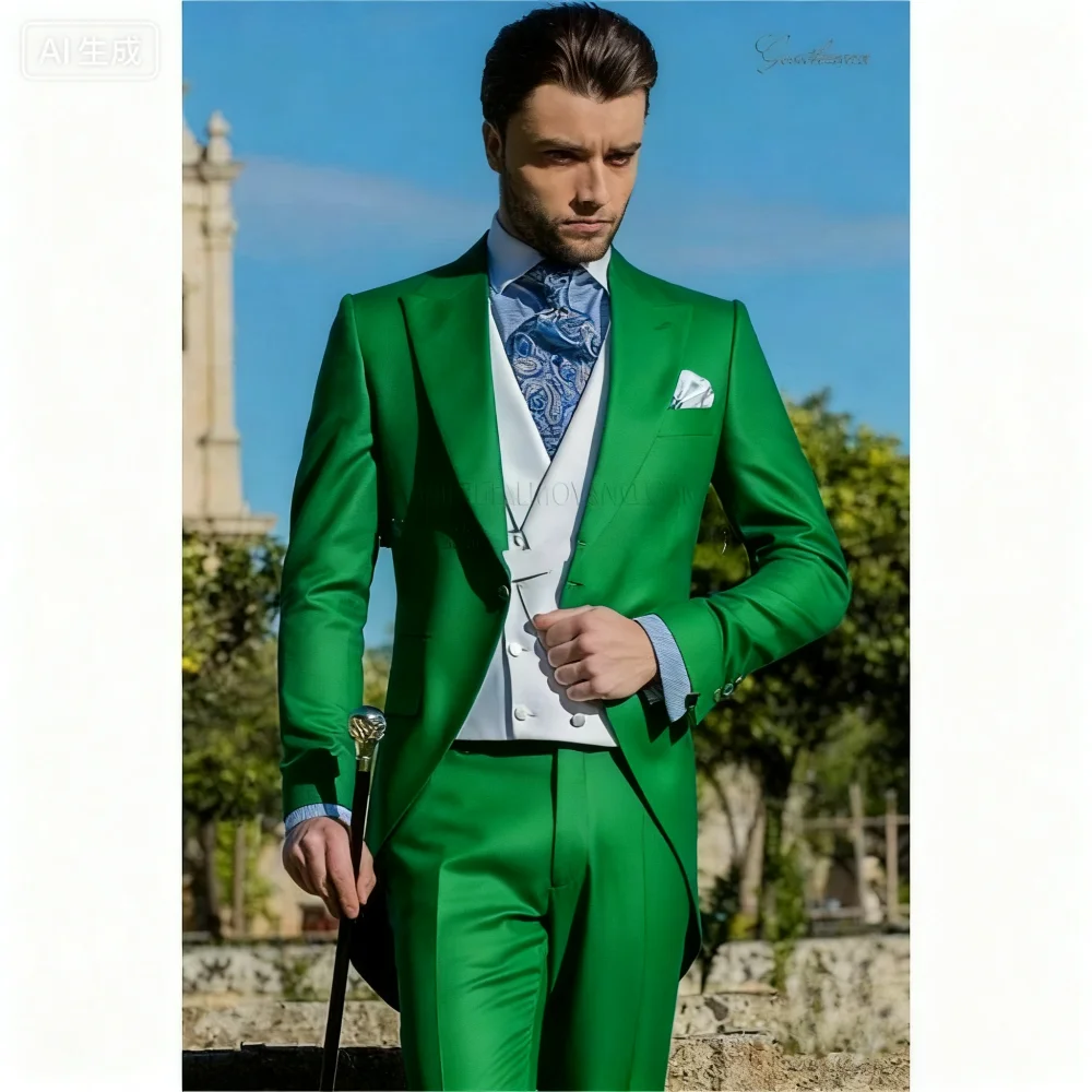 بدلة تدخين رسمية للرجال من Terno Fino مكونة من 3 قطع سترة سترة وسراويل بدلة زفاف لرفقاء العريس Negocios Traje