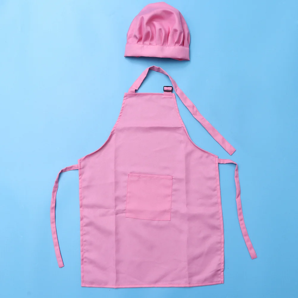 Ensemble de cuisine pour enfants, 2 pièces, tablier de Chef, chapeau, cuisson, peinture, décoration de fête, cadeau pour enfants, rose, grande taille, ensemble de cuisine pour enfants