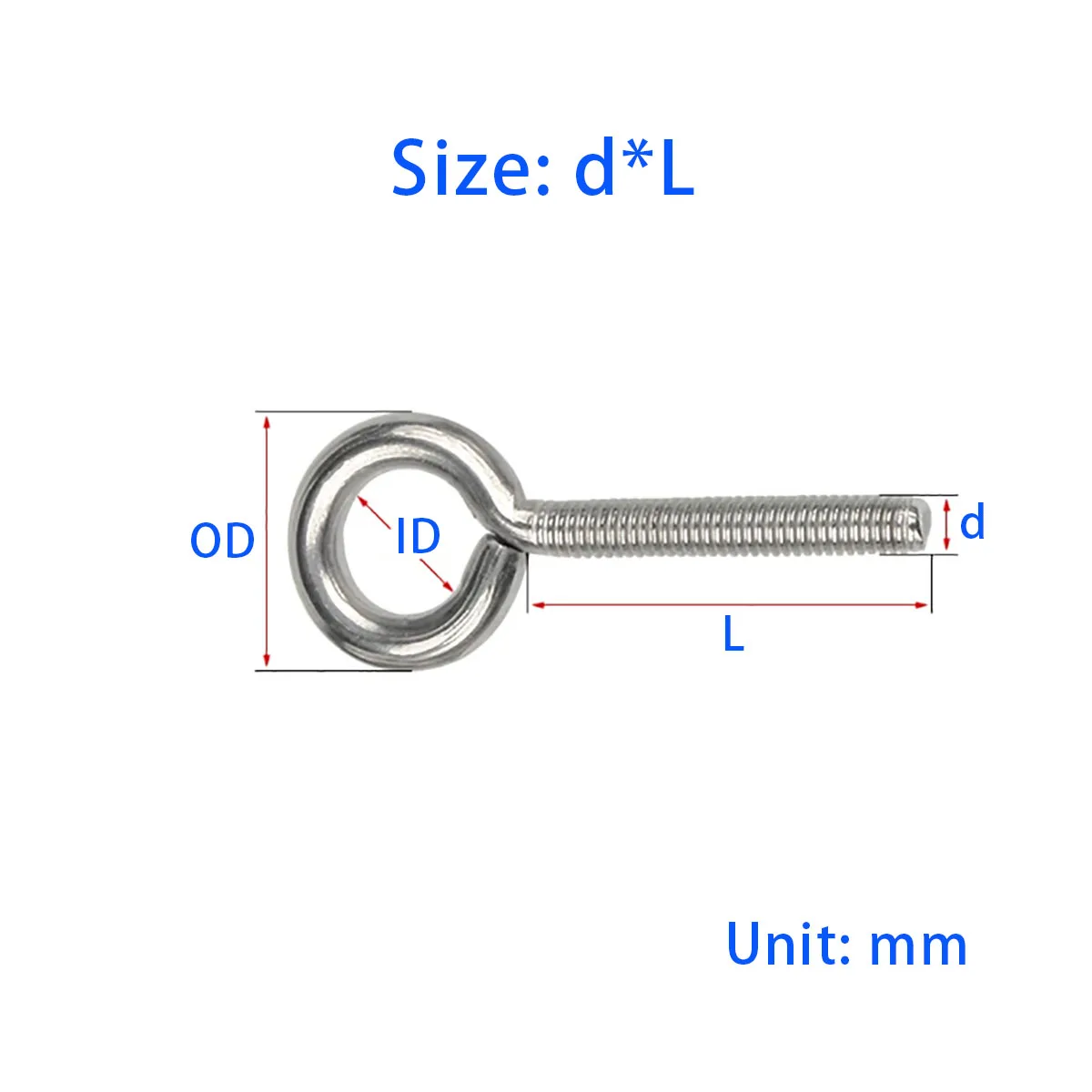 M3 M4 M5 M6 M8 M10 304 Stainless Steel Sheep Eye Bolt, Ring Hook, Lifting Ring Screw