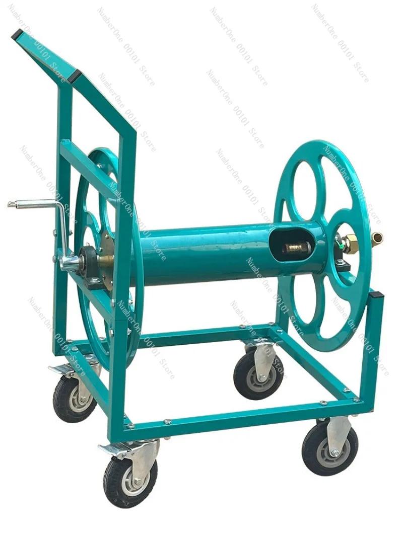 

Water Hose Reel Cart 1 Inch Large Flow Pipe Winder Rack for 4 Point 6 Point Flexible Hose Oil Resistant Steel Wire Tube Storage