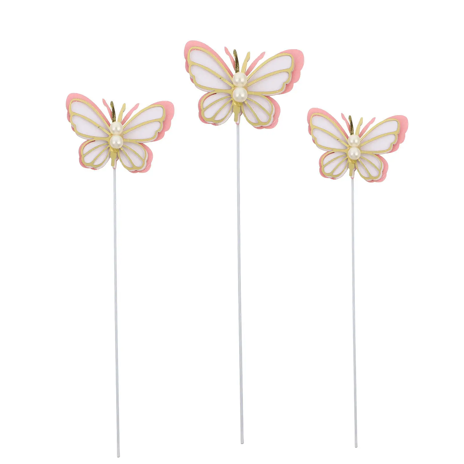 15Pcs Butterfly-Shaped Cake Inserts Premium Paper Cake Toppers for Birthday Parties Cupcakes Cheese Cakes Decoration