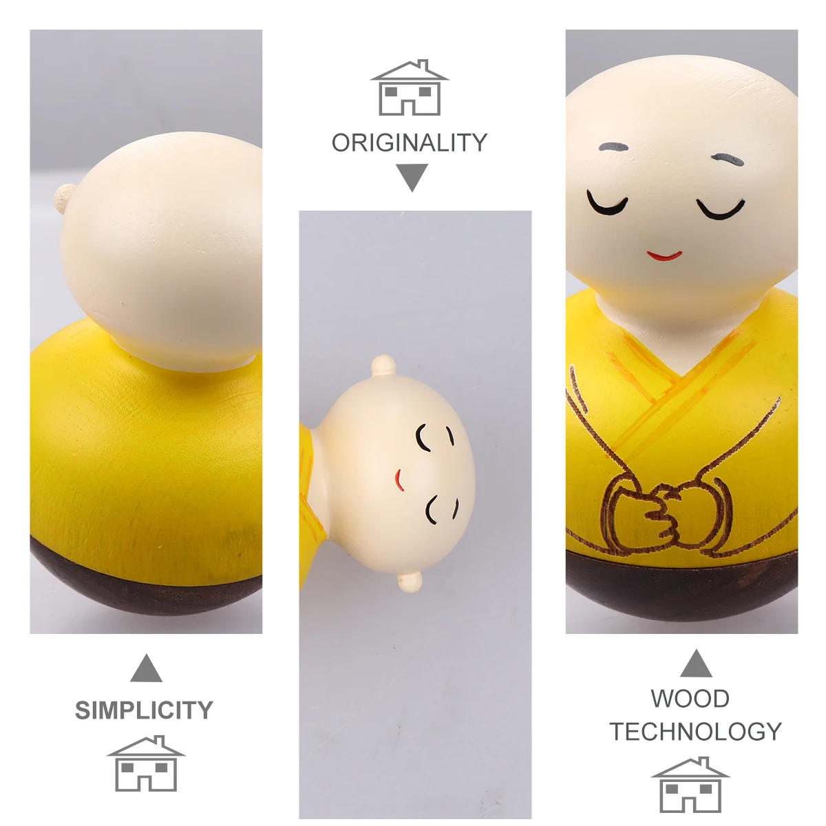 Wooden Crafts Decoration Creative Monk Tumbler Home nament Handcraft Wooden Monk Toy Desktop Adornment