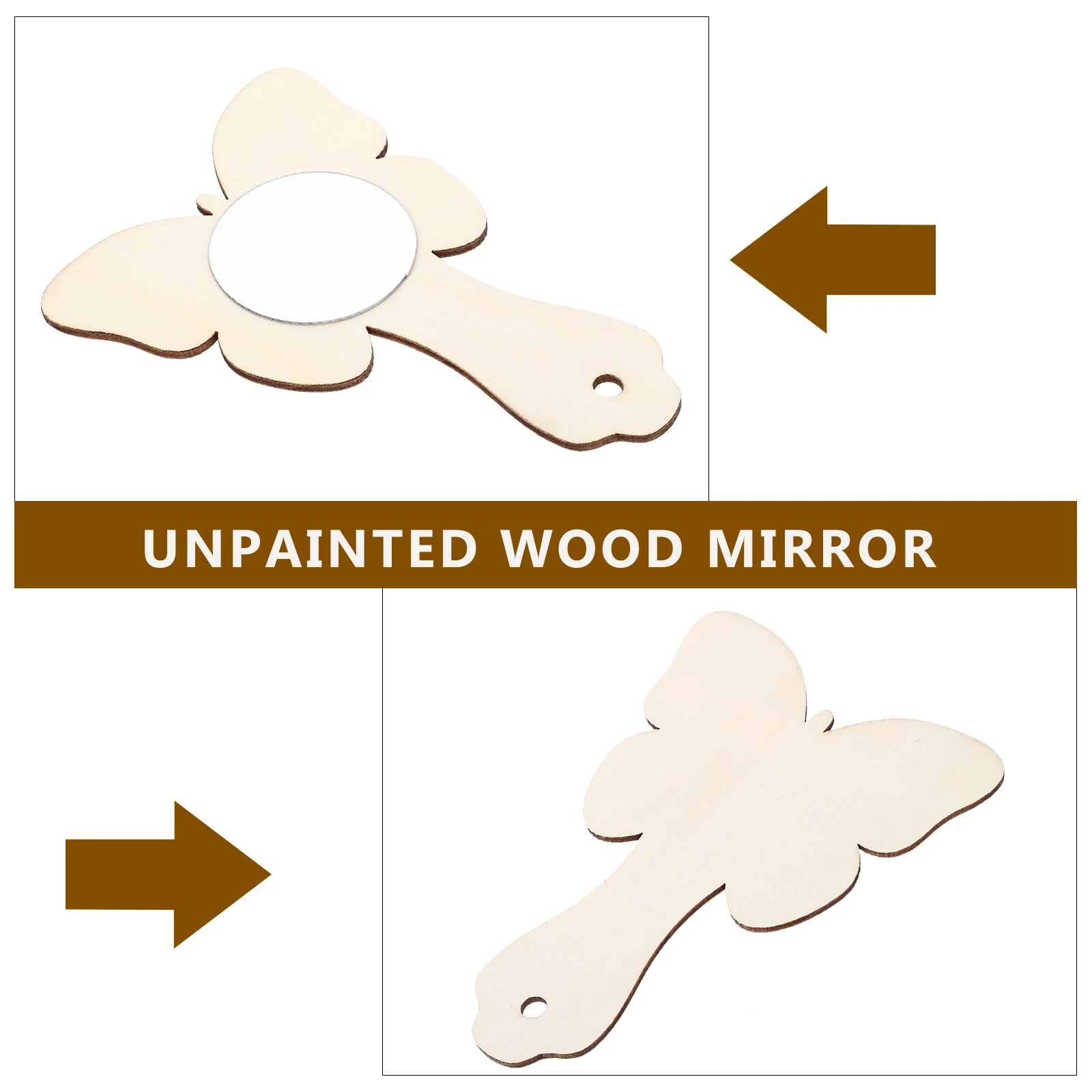 

10 Pcs Mirrors Small Small Wooden Mirror Unfinished Unfinished Wooden Mirrors DIY Painting Handheld Vanity Mirror