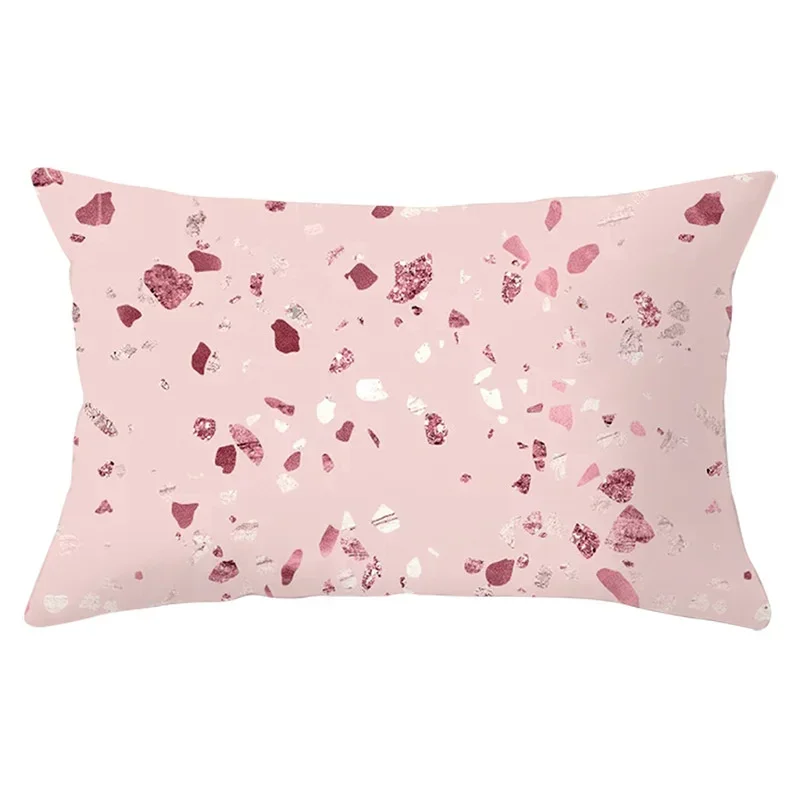 30x50cm Rose Gold Pink Geometric Cushion Cover Abstract Leaves Pillow Cases Living Room Home Decoration Waist Throw Pillowcase