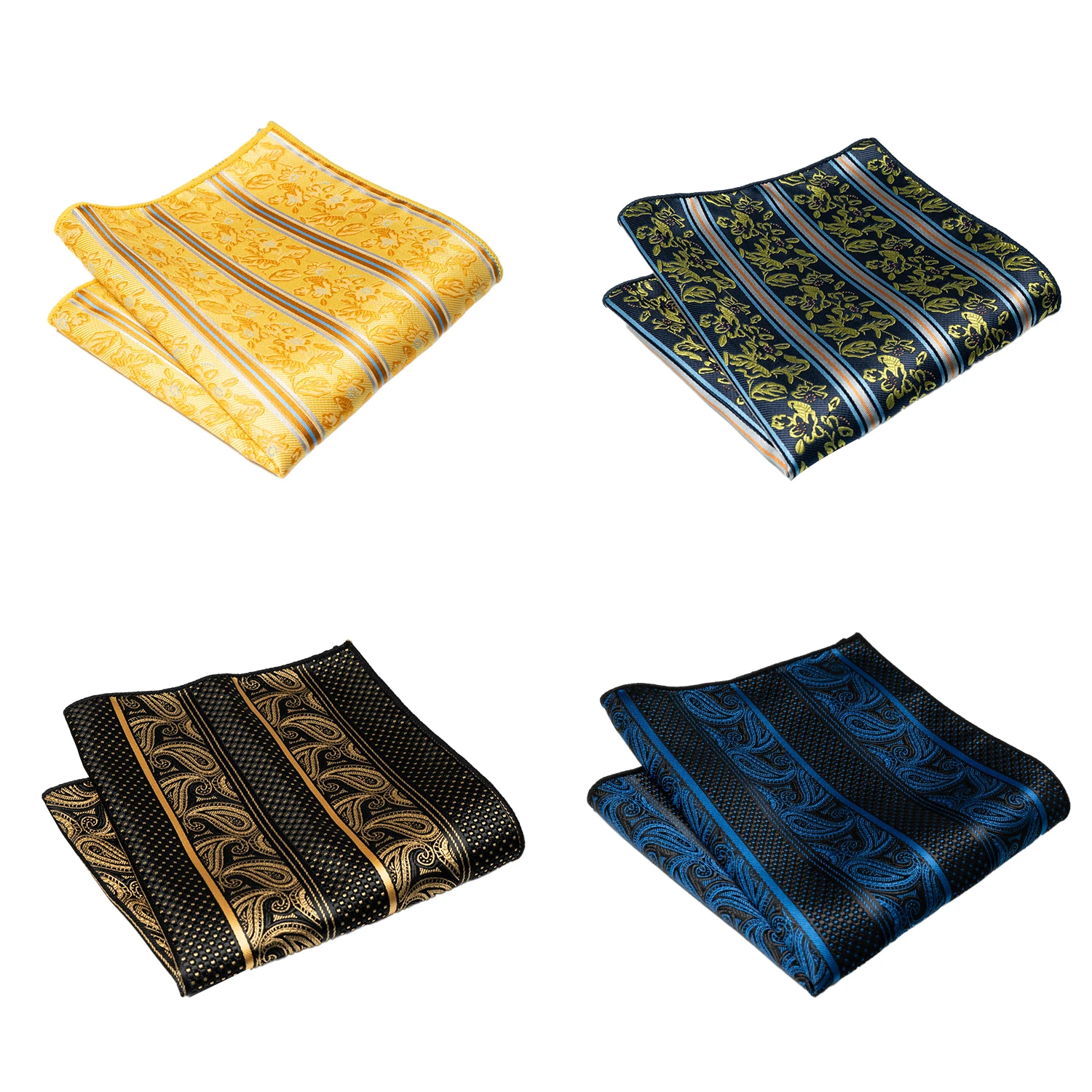 4er-Set klassische Herren-Einstecktücher mit Paisley- und Streifenmuster – Anzug- und Hemd-Accessoires für Hochzeiten und Partys, Marineblau und Rot – Detail 6