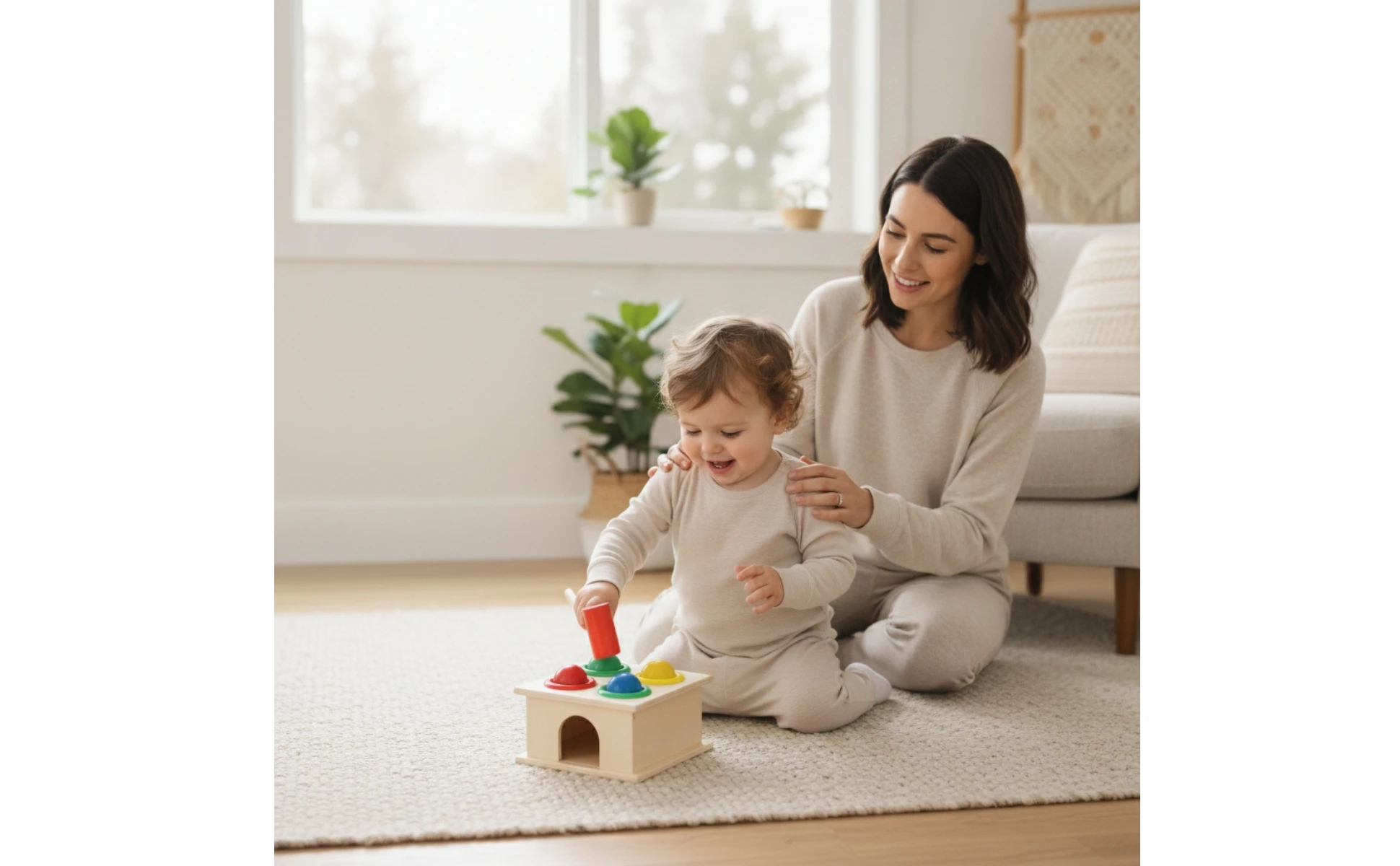 Wooden Pounding Toy Compact Hammering Toy Wooden Mallet Lightweight Mini for Toddlers, Playroom, Classroom