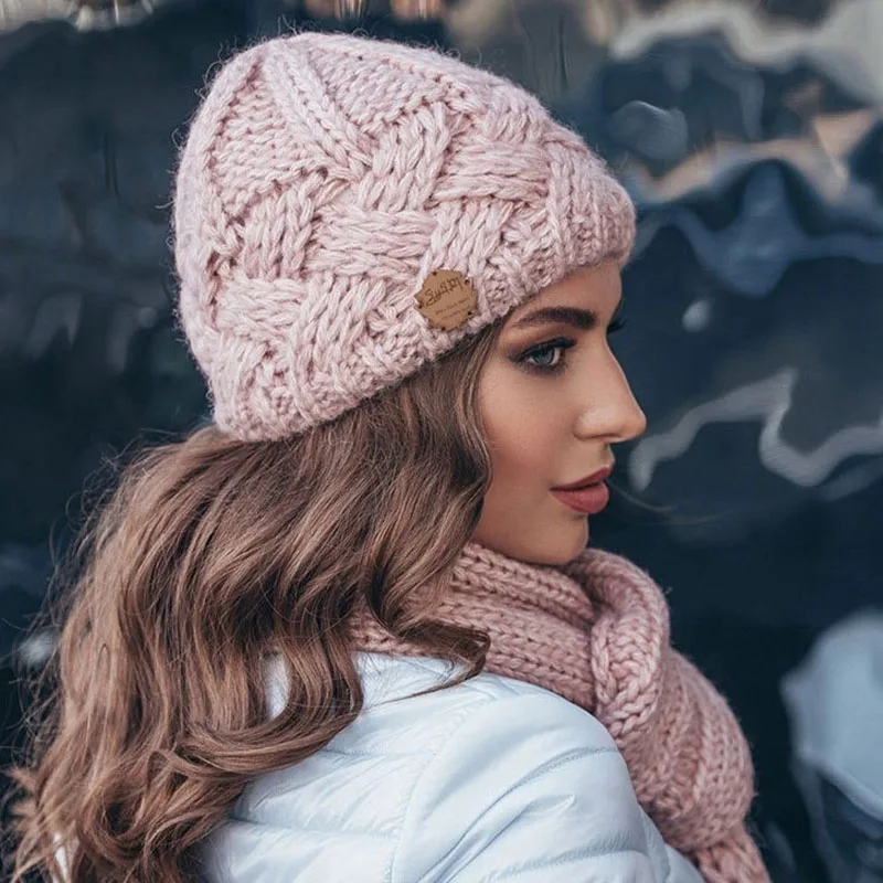 2022 Fashion New Women Autumn Winter Hat Bonnet Femme Chunky Thick Stretchy Hats Faux Fur Female Warm Knitted Beanie Girl Hats