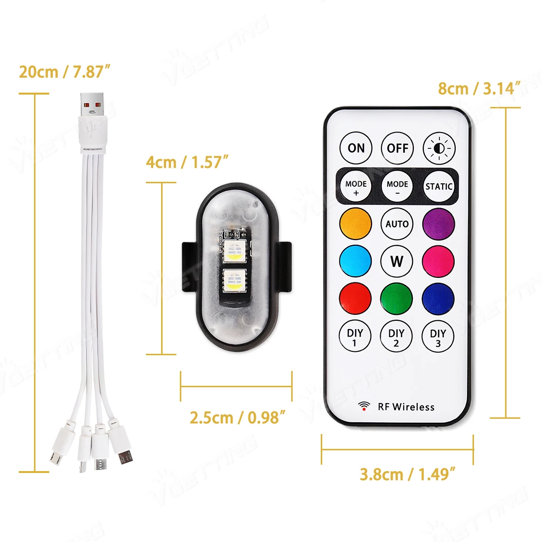 4 قطعة طائرة صغيرة بدون طيار ضوء إحترافي 8 اللون USB Charing LED اللاسلكية تحذير ضوء المضادة للتصادم مصباح إشارة للدراجات النارية شاحنة الدراجة