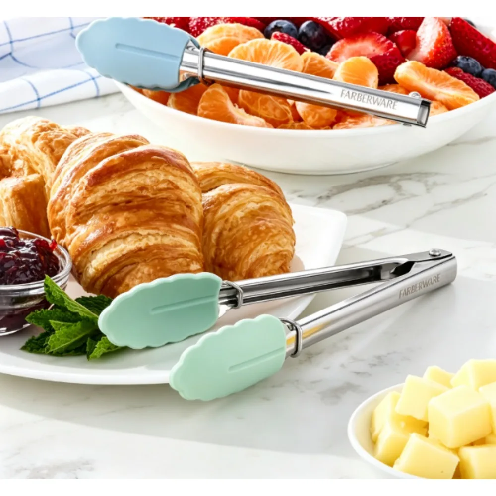 Farberware Professional Mini Stainless Steel Locking Food Clips with Silicone Clips, 2-Piece Set