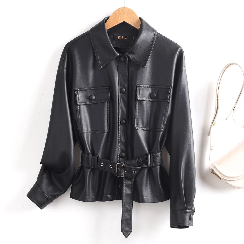 جلد حقيقي Jaet المرأة ort 2025 ربيع الخريف جديد صغير الحجم ملابس خارجية معطف جلد رداء علوي غير رسمي للسيدات #1
