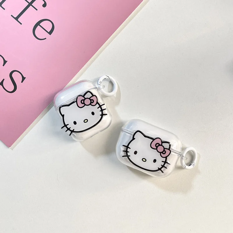 Hello Kitty For Airpods Pro 2 Case,Cute 3D Cartoon Transparent Soft TPU Protective Earphone Cover For Airpods 3 Case For Girls