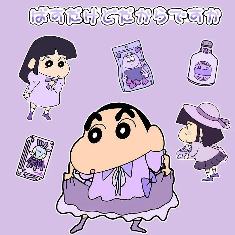 Pegatina de crayón de Shin-chan de dibujos animados, pegatina decorativa impermeable para equipaje, portátil, funda de teléfono, taza de refrigerador, venta al por mayor