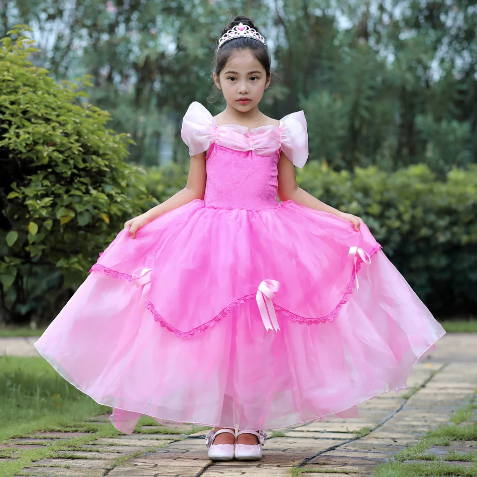 Girls Sleeping Beauty Cosplay Aurora Dress Princess Kids Halloween Carnival Birthday Costume Birthday Party Ball Gowns 2-10Years