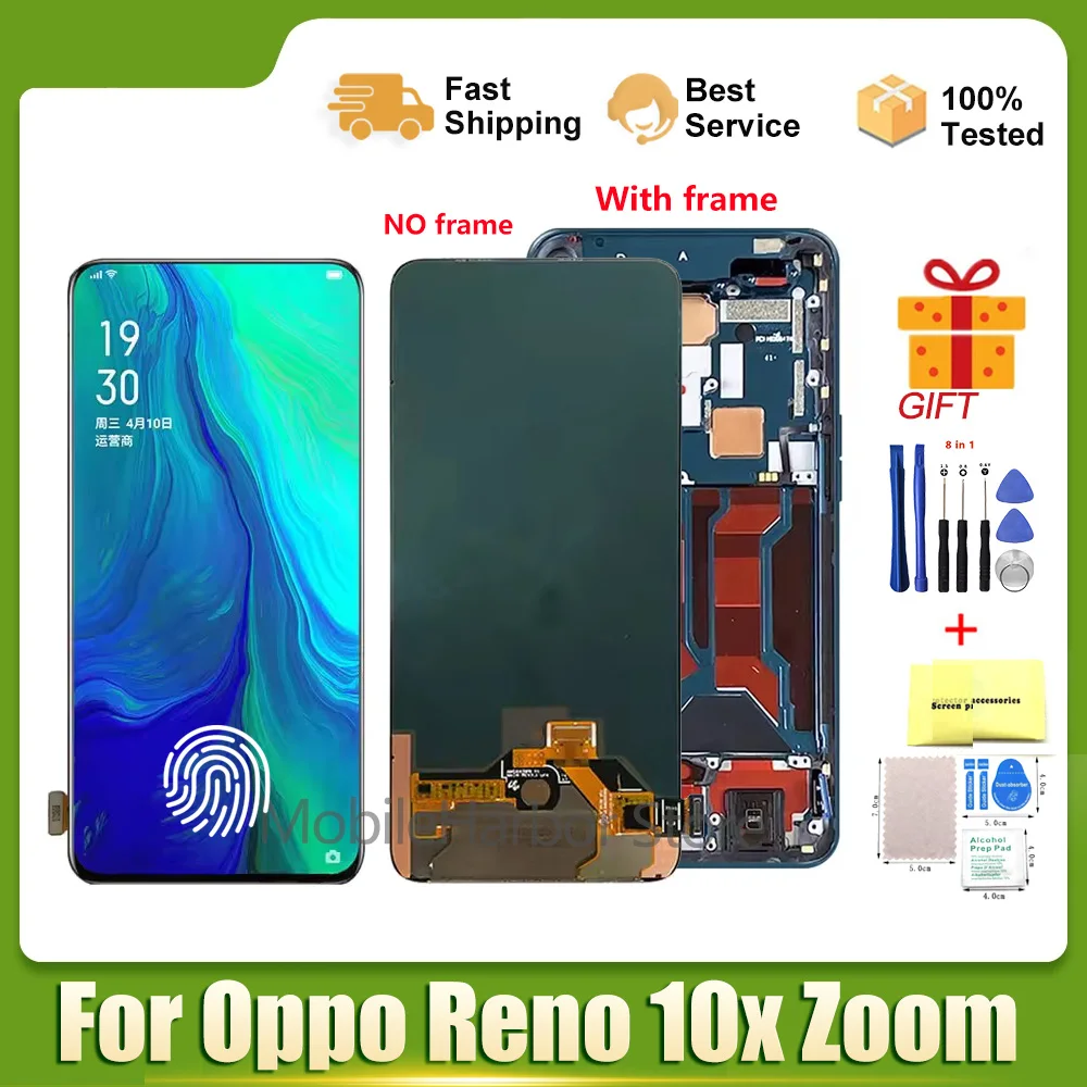6.6'' Amoled LCD For OPPO Reno 10X Zoom LCD Touch Screen Digitizer Assembly For OPPO 10 X CPH1919, PCCM00, CPH1921 LCD Display