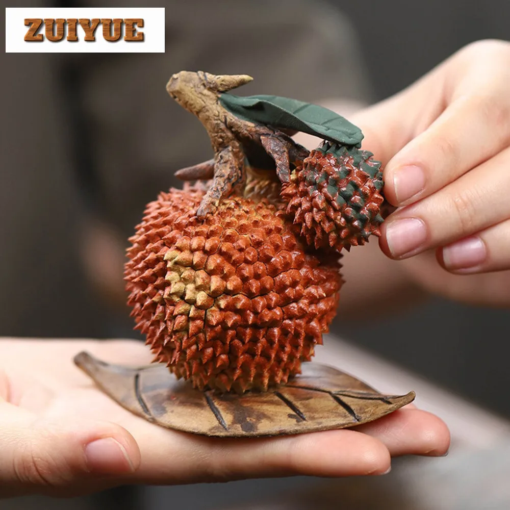 Handmade Litchi Yixing Purple Clay Tea Pet Aesthetic Fruit Tea Figurine Play Toys Tea Ceremony Statue Chinese Tea Set Ornaments