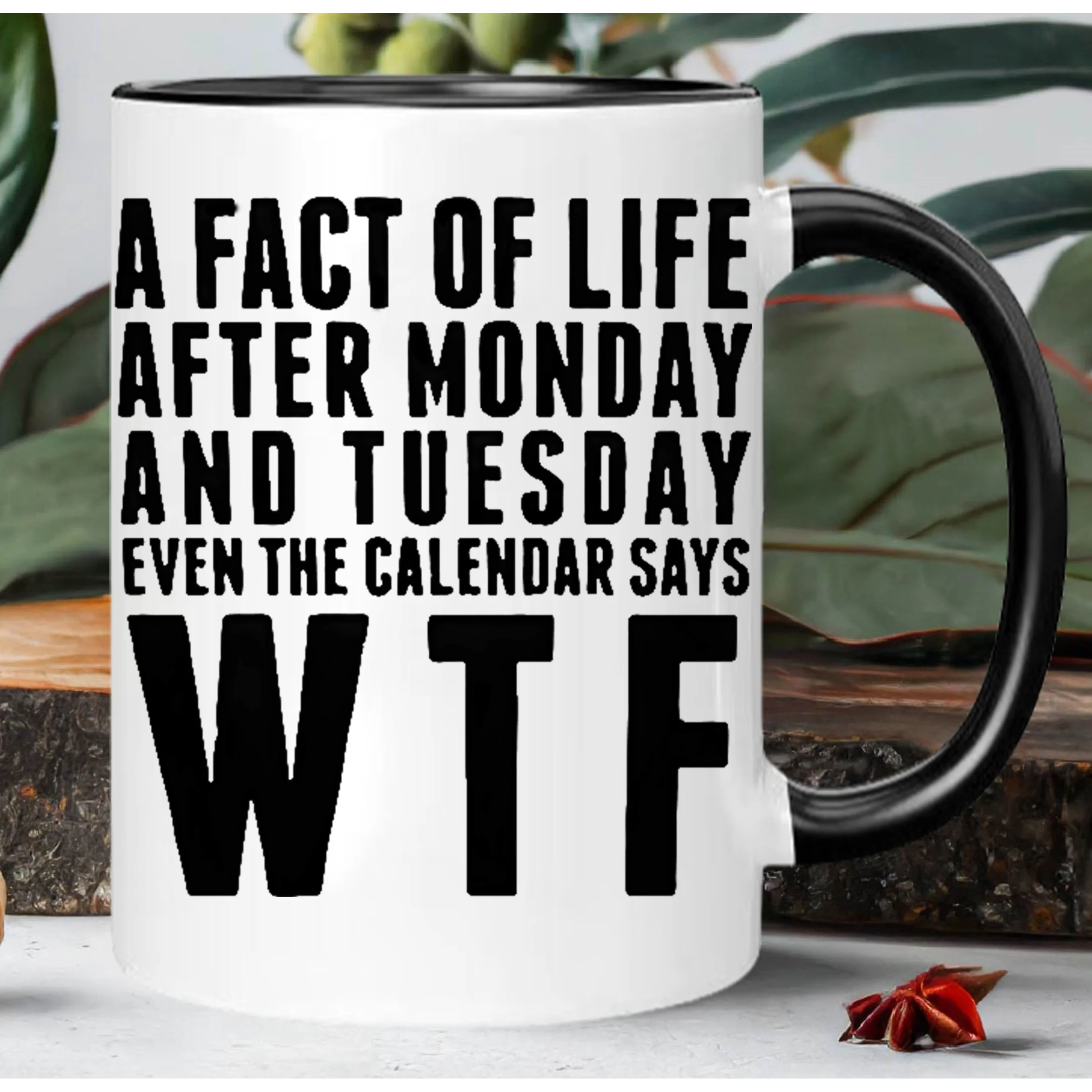 

Insulated Ceramic Funny 'A Fact of Life After Monday & Tuesday' Coffee Mug - Reusable, Hand-Wash Only - Perfect Gift for Men & W