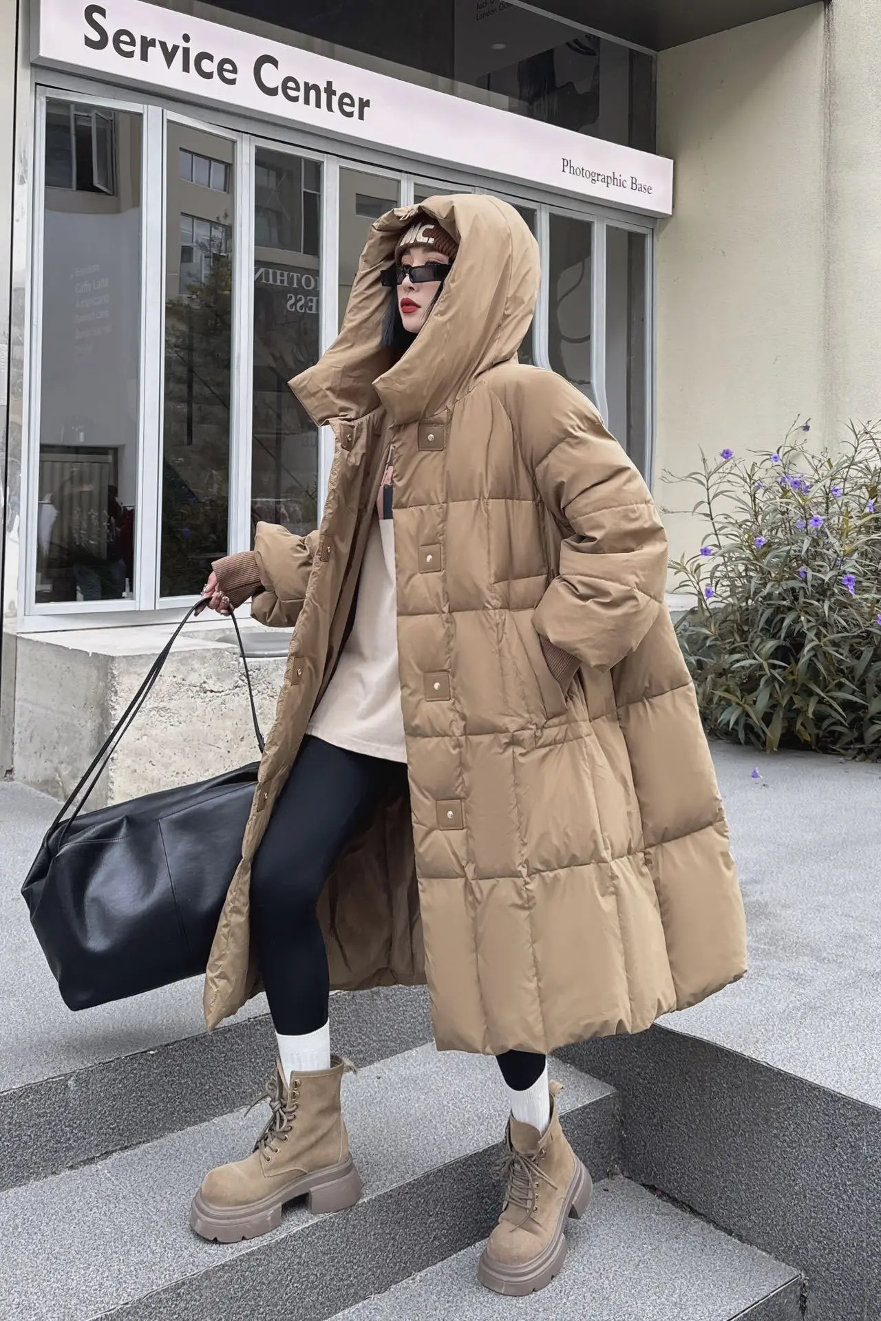

Winter Long Zipper Hooded Down Jacket Women White Duck Down Thick Parker Outwears Warm Quilted Knee Length Jacket JJ1175