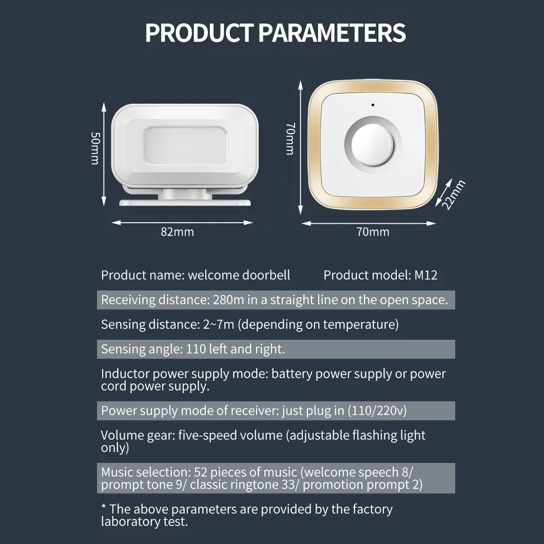 CACAZI Welcome Guest Wirless Doorbell for Store PIR Motion Sensor Infrared Detector Induction Alarm System Smart Door Bell