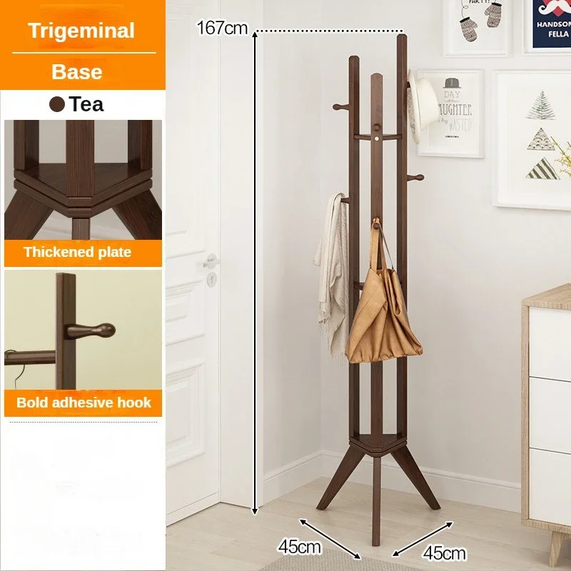 Clothes Rack Floor Standing Bedroom Hanging Clothes Rack Room Clothes Shelf Simple Multi-function Solid Wood Hanging Clothe Rack