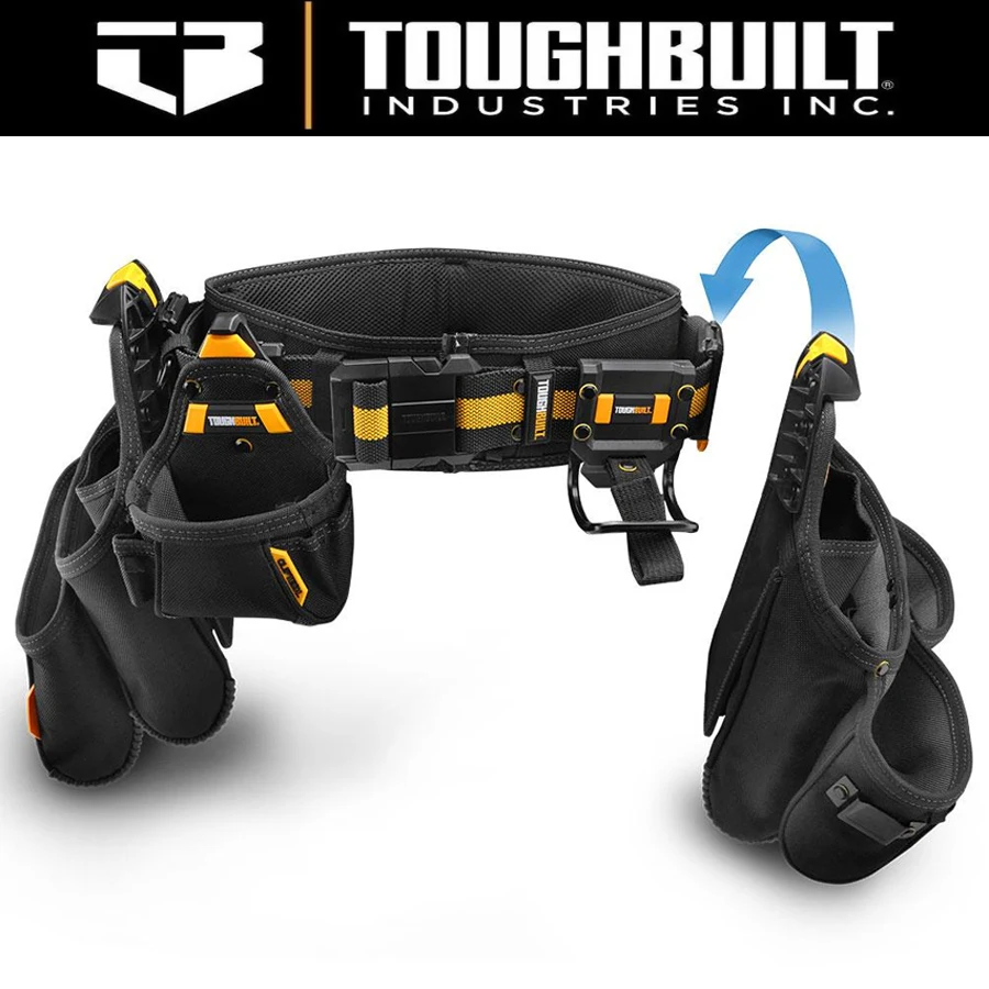 Imagem -04 - Toughbuilt Tb-ct41b Cinto Acolchoado para Profissionais Fivela de Aço Fivela Resistente Suporte Traseiro para Cintura Bolsa Clip Tech Hubs