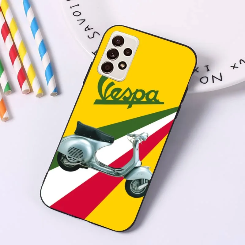 V-Vespa custodia per telefono moto per Samsung A91 A81 A73 A72 A71 A30S A20 A12 A13 A52 A53 4G 5G Cover morbida nera Funda Shell