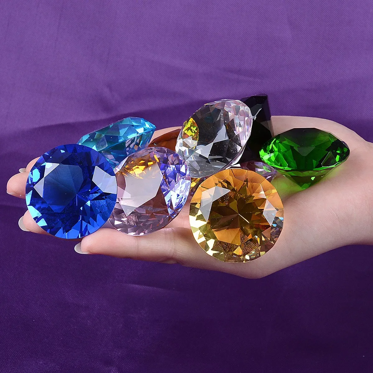 Crystal Diamond Shaped Glass Paperweight Gemstone Decor