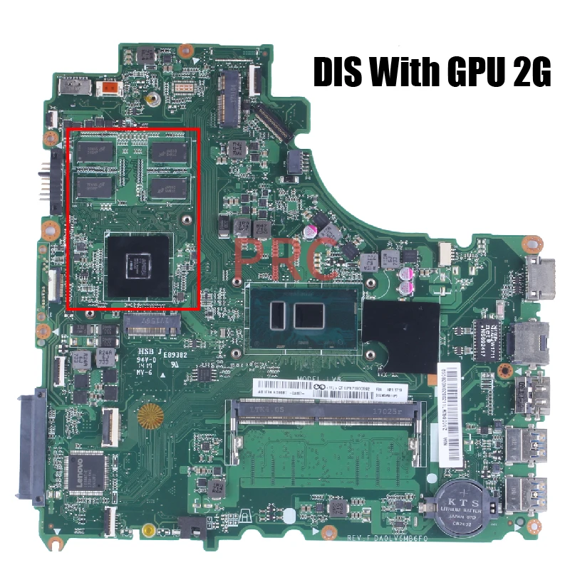 For LENOVO Ideapad V510-15IKB Laptop Motherboard DA0LV6MB6F0 With i5 i7 6/7th CPU RAM 4G GPU 2G Notebook Mainboard Tested