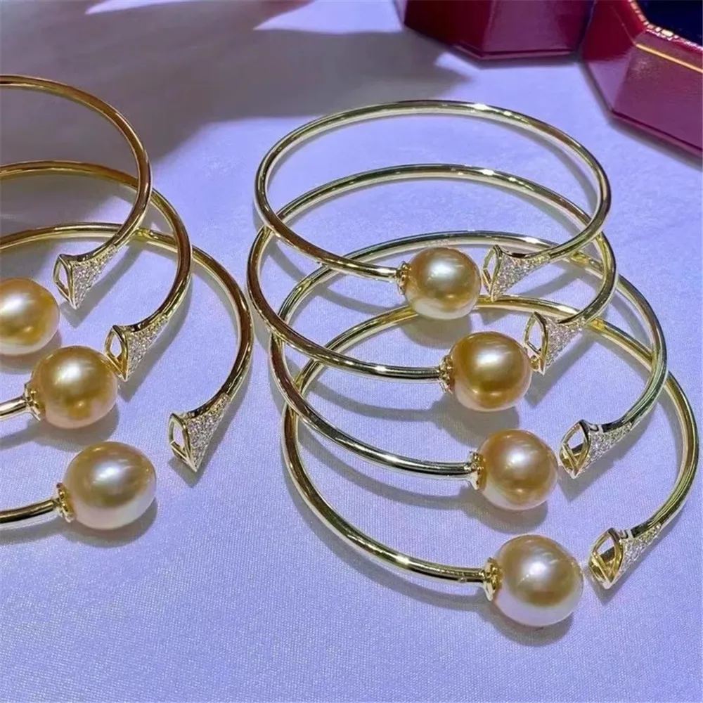 

DIY Pearl Accessories S925 Pure Silver Bracelet Empty Holder Fashion Jade Bracelet Holder Fit 9-12mm Round Beads S128