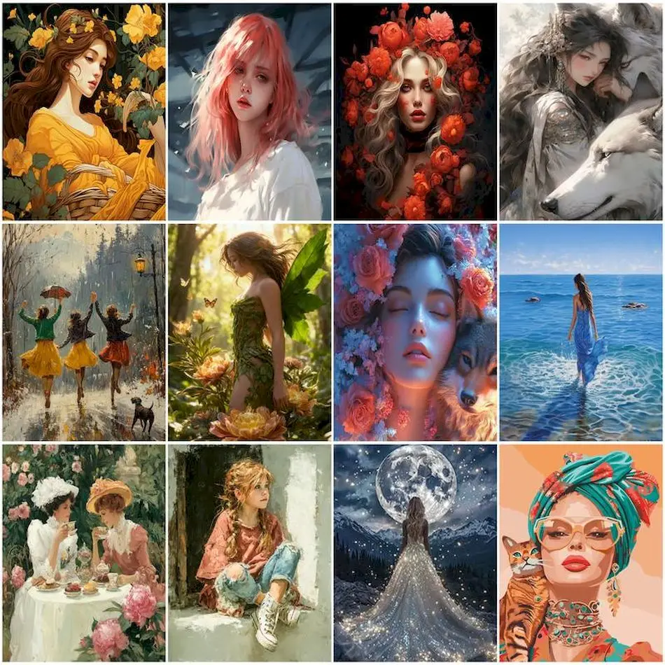 

RUOPOTY Oil Painting By Numbers For Beginner Women girls Color Markers Art Supplies Canvas Painting oil Picture Frame Home Decor