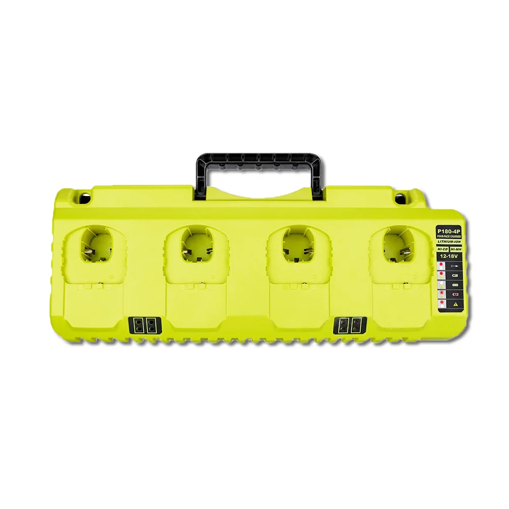 

4 ports Replacement Charger for Ryobi NiCD NiMH Li-ion 12V 14.4V 18V Battery P107 P108 P108 ONE+ P110 fast charging 4*3A
