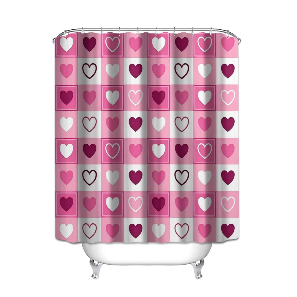 

1 шт., рождественская зимняя занавеска для ванной комнаты с сердечком на День святого Валентина, полиэстеровая занавеска для душа с цифровым принтом, перегородка без дырокола Ba