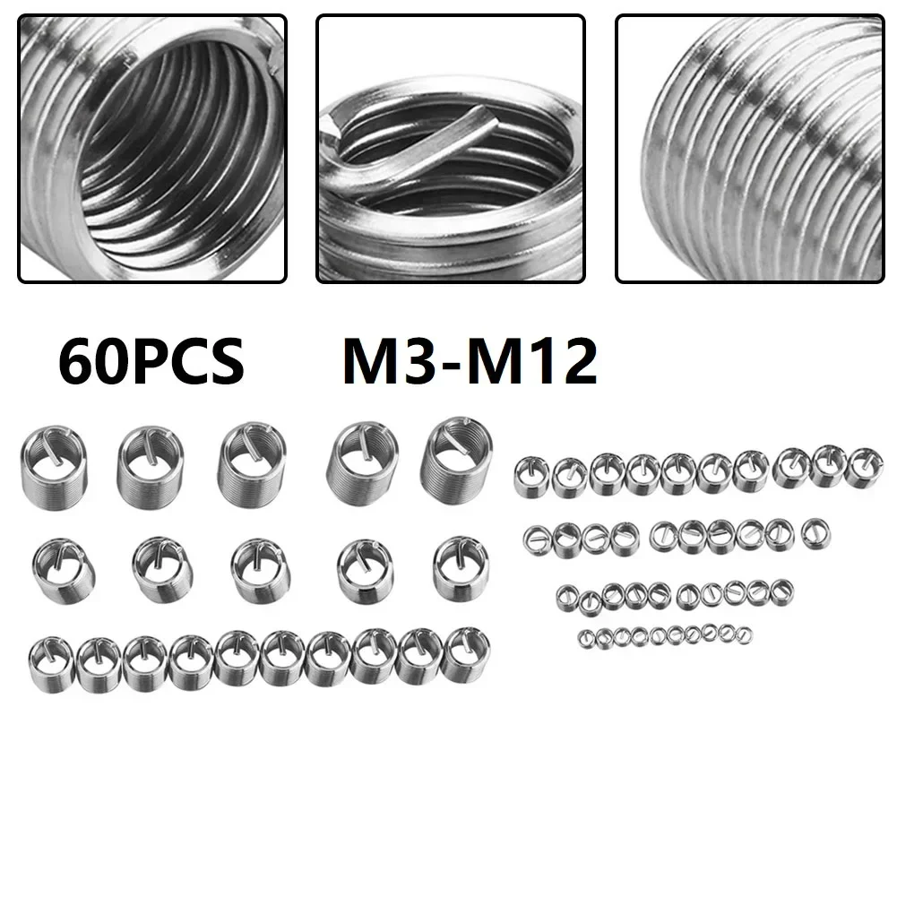 

60pcs For M3 304 Stainless Steel Wire Thread Insert Repair Kit for Enhanced Connection Strength and Vibration Resistance