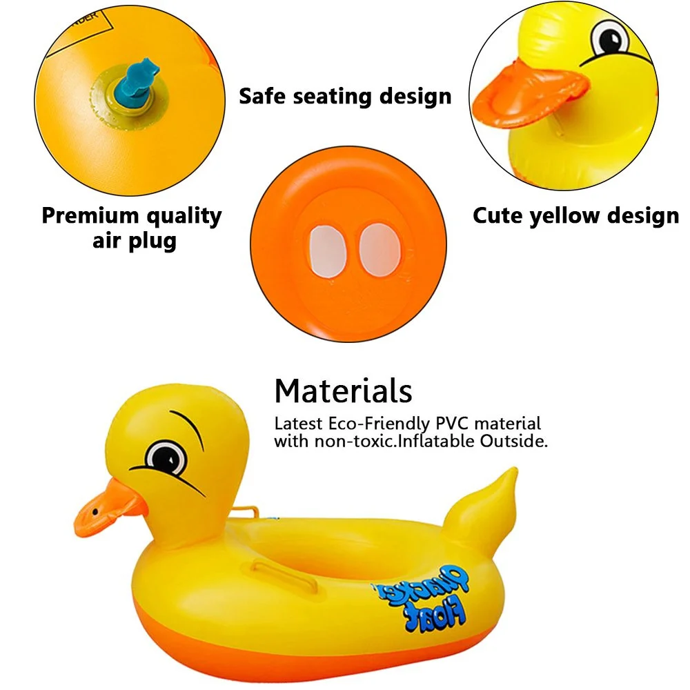 Duck Inflatable Toys for Baby Summer Water Toys Swimming Float Seat with Handle Outdoor PVC Inflatable Ring for Pool Beach