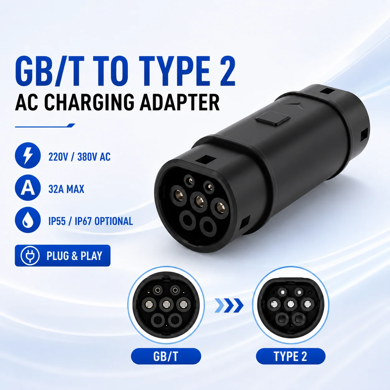 ZH-3 AC Adapter GBT-Type2 Electric Vehicle Charging Connector Car Charger Adapter