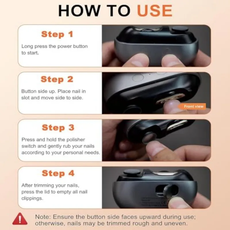 Portable Nail Clipper Electric Nail Trimmer Polisher Type-C Rechargeable Portable Fingernail Cutter with Light File Nail Machine