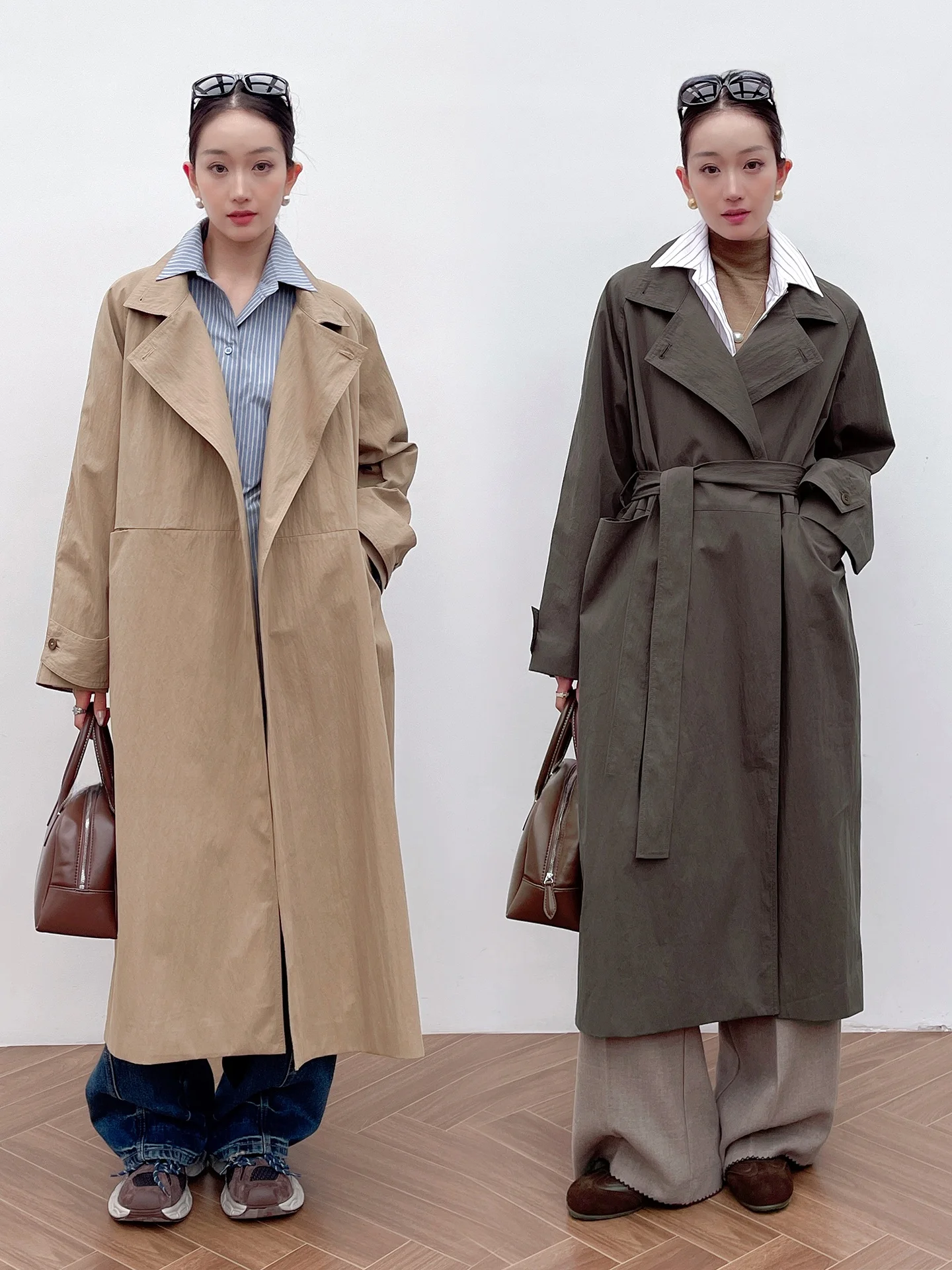 

Корейская модная ультрамягкая хлопковая куртка-ветровка средней длины с двойным воротником и эффектом «эффекта кожи»...