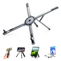 Aluminum Alloy Magnetic Phone Holder Handheld Selfie Stick Foldable Tripod Portable Desk Stand For iPhone Tablet Laptop Stand