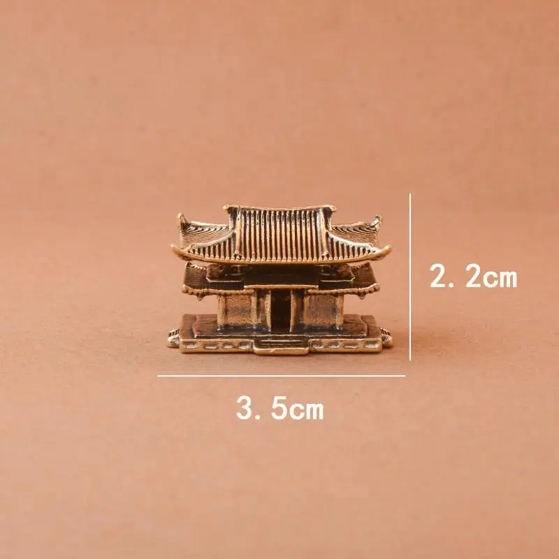 Brass micro landscape rockery ancient pavilion bonsai fish tank decoration Chinese ancient architecture miniature model