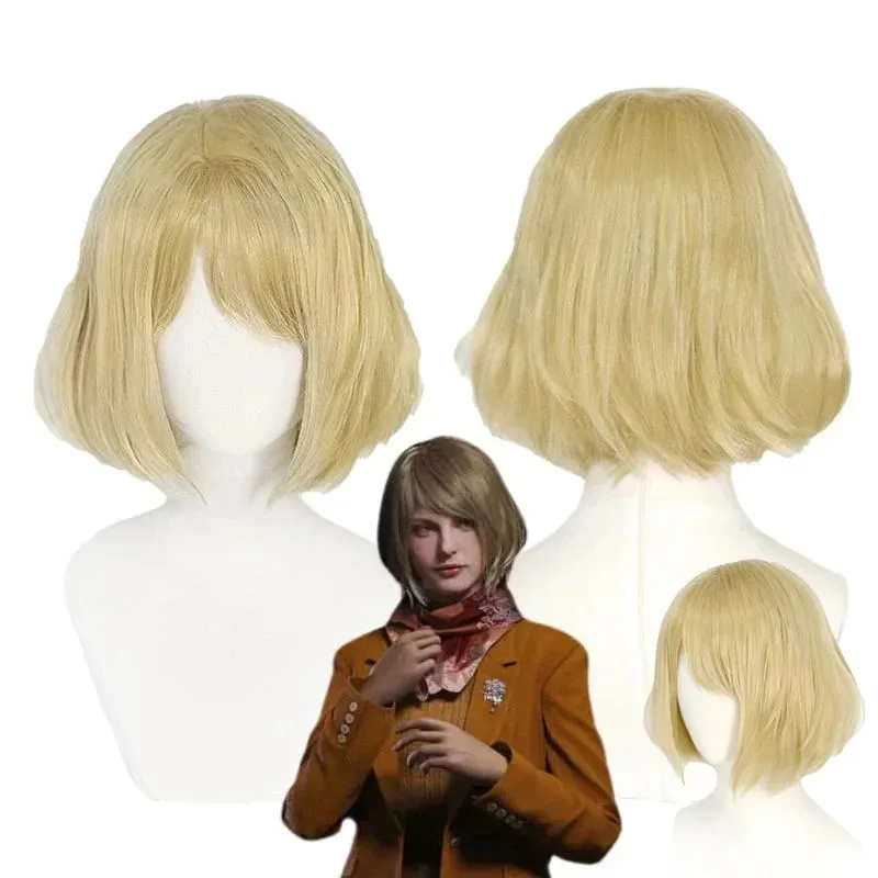 바이오해저드 레지스턴트 4 리메이크 애슐리 그레이엄 이빌러 코스프레 가발 열 합성 머리 할로윈 액세서리 카니발 변장 소품