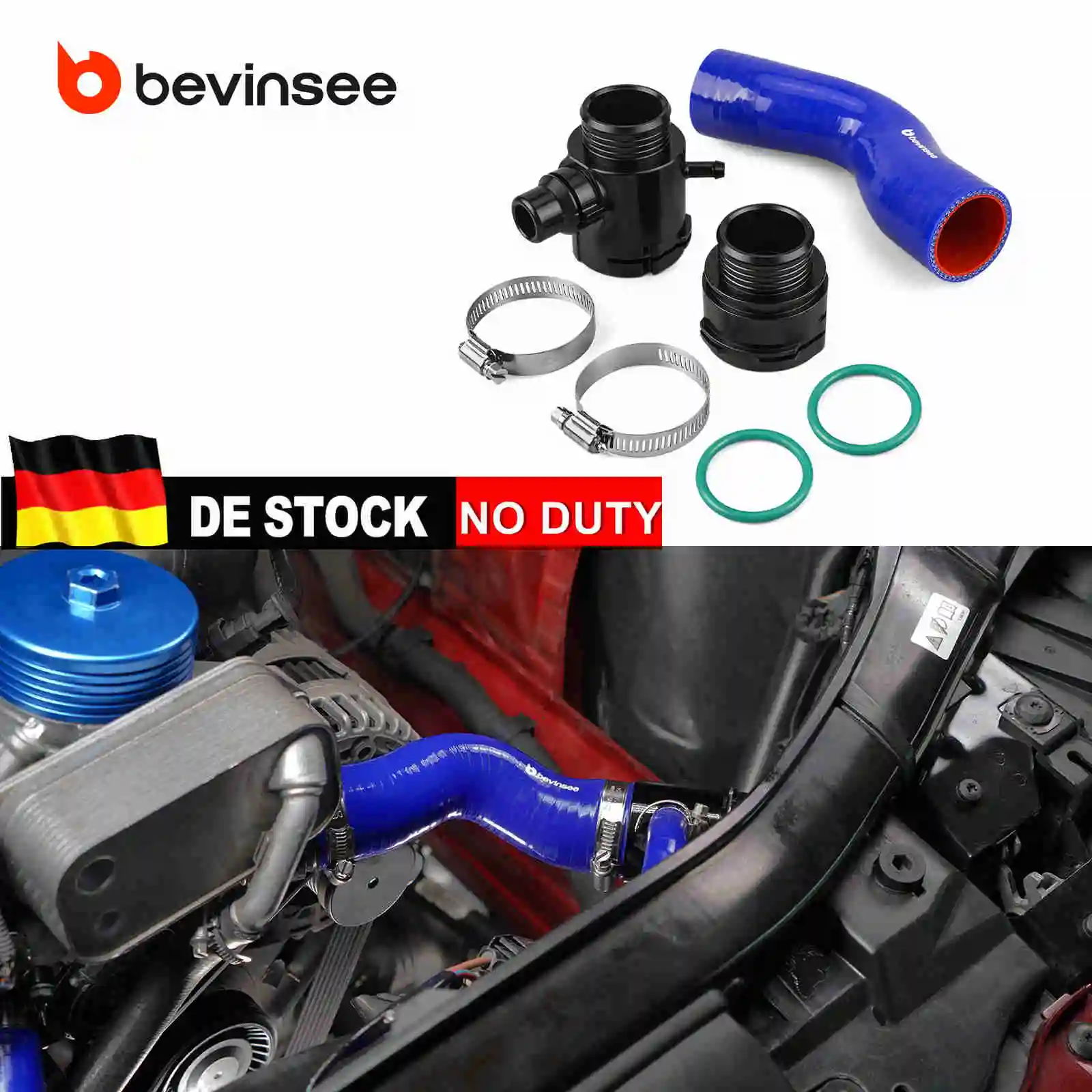 BEVINSEE Oberer Kühlerschlauch mit Flansch für BMW E81 E87 E82 E88 E90 E91 E92 E93 E84 X1 N52 Motor Kühlmittelleitung Ersetzt 17127531579