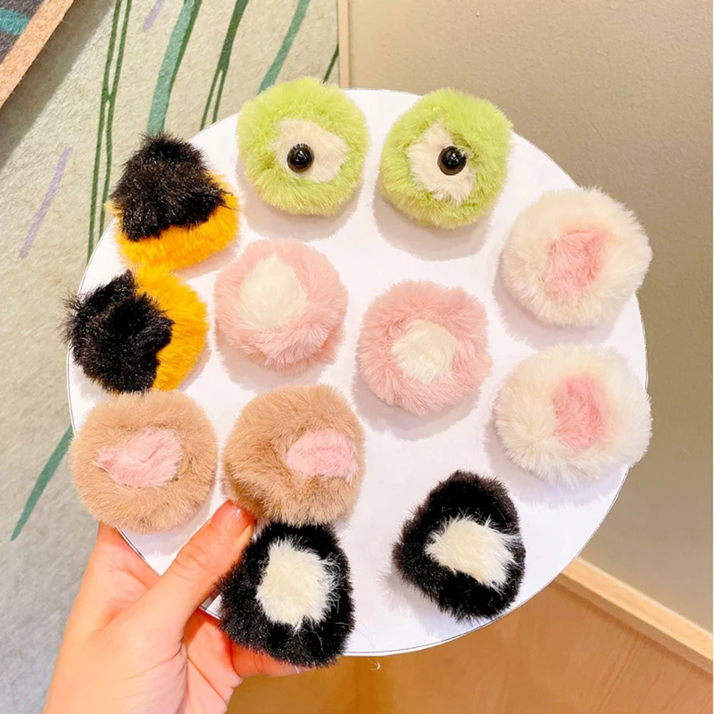 2PCS Cartoon Lovely Cat Ear Hair Clips Cute Cat Ear Hairpin Plush Pair Clips Kids Girls Hairclaw Hair Claw Pin Clip Accessories