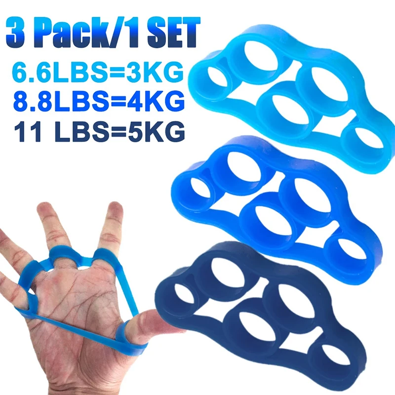 3pcs Silicone Finger Gripper Gym Hand Grip Resistance Band Wrist Stretcher Elastic Five Finger Expander Strength Trainer Exercis