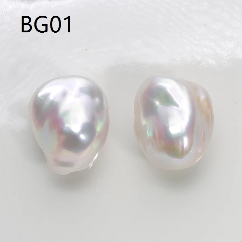 Wholesale Natural freshwater Baroque aurora color profile-shaped pearl naked bead Loose bead DIY Earrings jewelry 15-20mm Bg