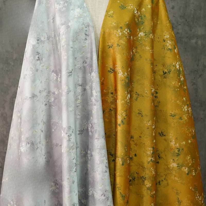 

Satin Jacquard Fabric with Plum Blossom Pattern Traditional Chinese Qipao Skirt Multi Color Dress Home Decor Upholstery Material