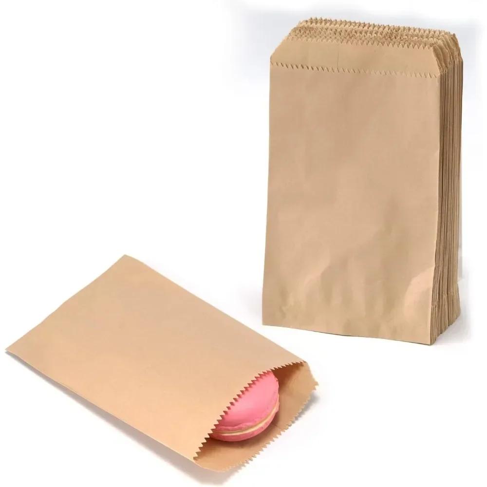 10x15cm,8x15cm,13x18cm, 4X6 Inch 50 pcs  Kraft Paper Flat Favor Bag Small Paper Bags for Packaging Party Christmas