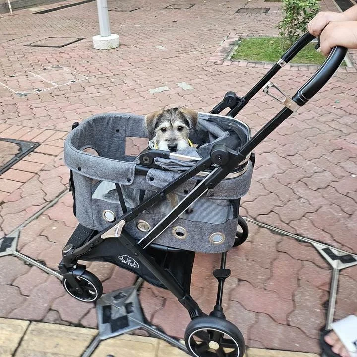 All-In-One Adjustable Foldable Cat Dog Teddy Stroller One Key Fold Travel Trolley Pet Carriers Product