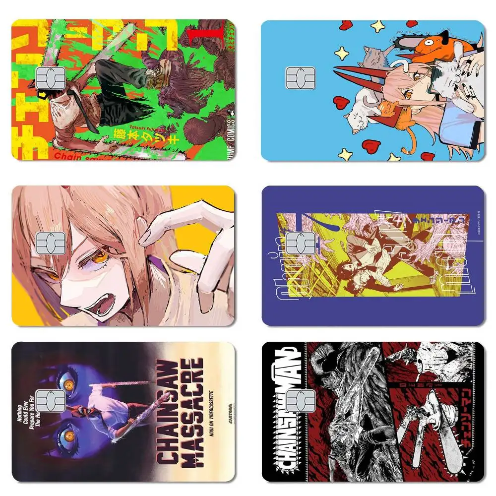 Chainsaw Man Pvc Hd Matte Film Skin Sticker für kleine Chip-Debit-/Bank-/Kreditkarten, wasserdichter Dekoraufkleber, Geschenk für Freunde